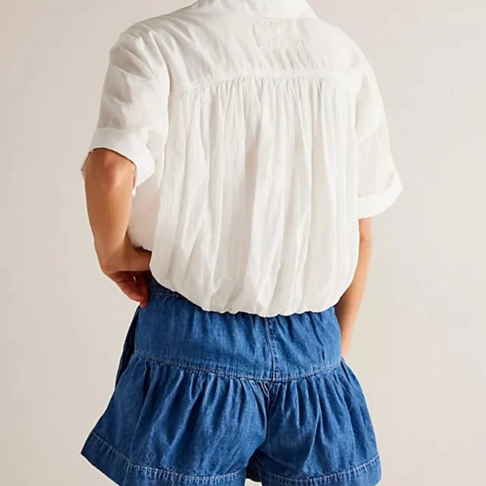 We The Free Fleur Denim Shorts Color True Blue - Picture 5 of 5